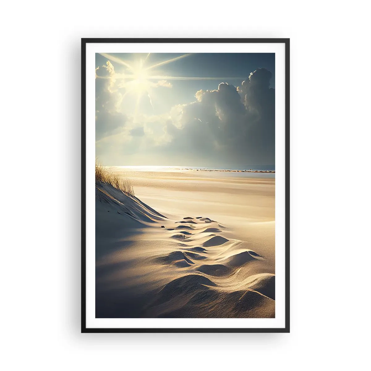 Plakat i sort ramme - Beroligende landskab - 70x100 cm