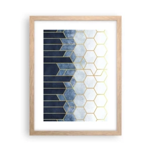 Plakat i ramme af lyst egetræ - Komposition i synkoperet rytme - 30x40 cm