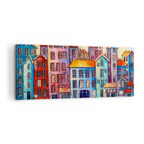 Lærredstryk - Billede på lærred - En by som et eventyr - 100x40 cm