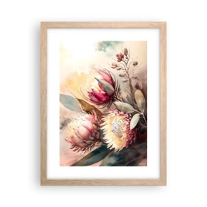 Plakat i ramme af lyst egetræ - I profil og en face - 30x40 cm