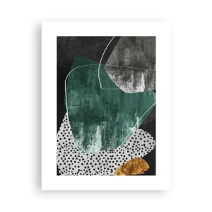 Plakat - Farverig abstraktion med en guldflager - 30x40 cm