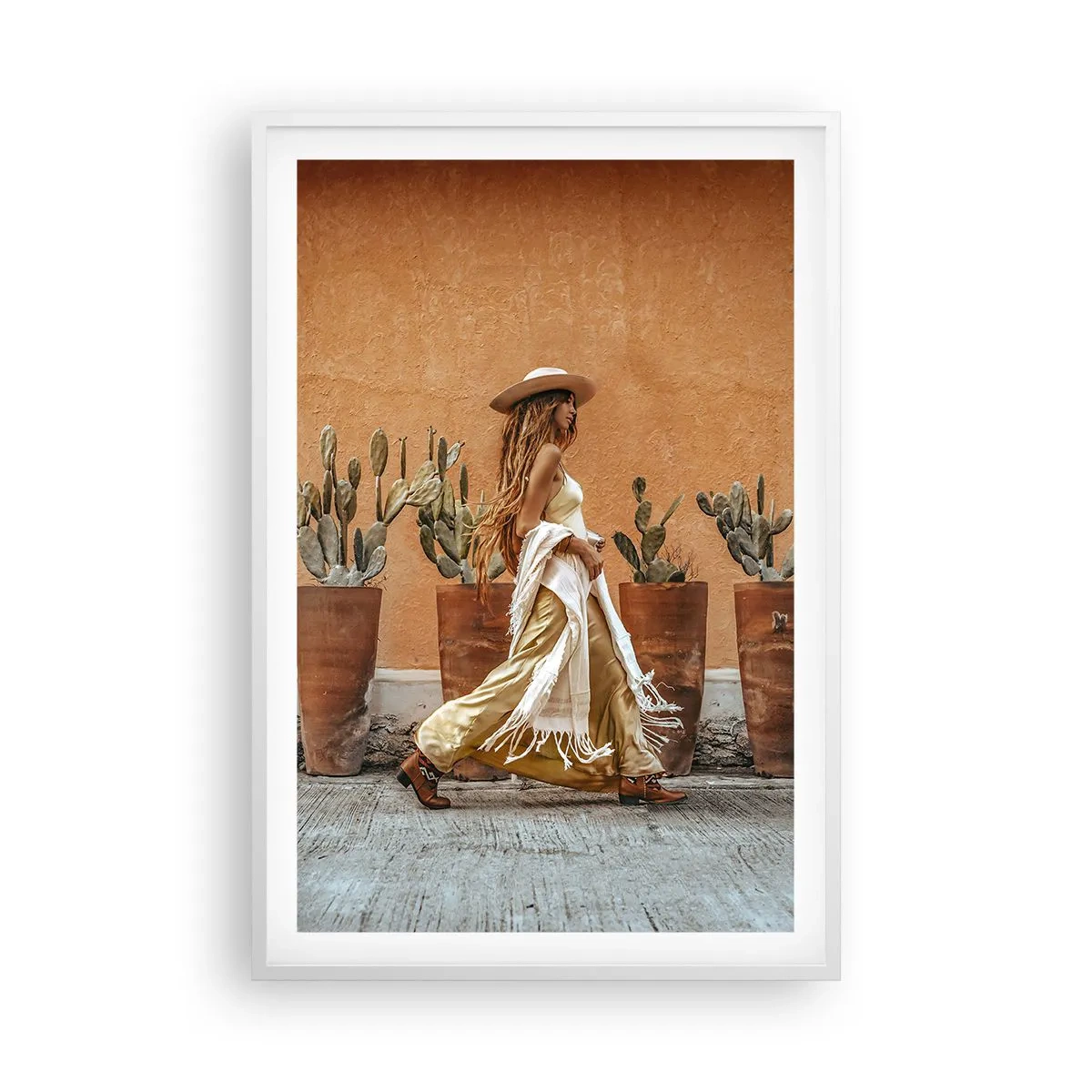Plakat i hvid ramme - I en hippieagtig stil - 61x91 cm