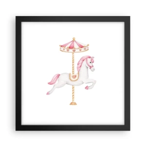 Plakat i sort ramme - Han satte af sted med en hov - 30x30 cm