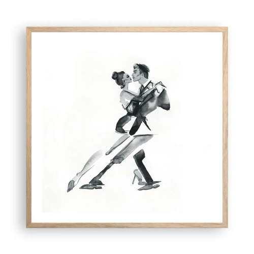 Plakat i ramme af lyst egetræ - I én rytme - 60x60 cm