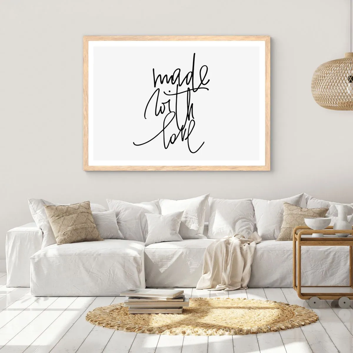 Plakat i ramme af lyst egetræ - Det bedste mærke - 91x61 cm