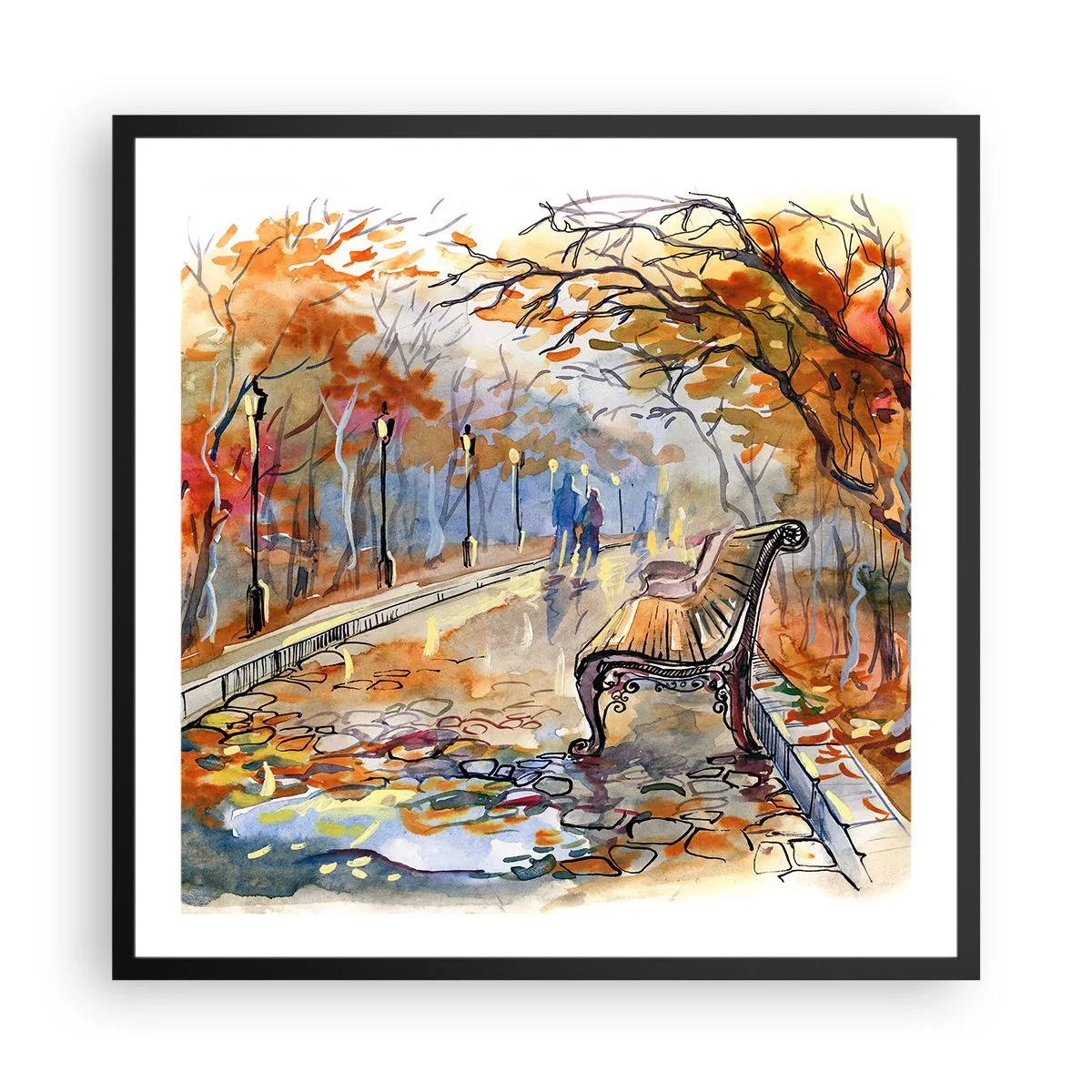 Plakat i sort ramme - Gå sammen ind i efteråret - 60x60 cm