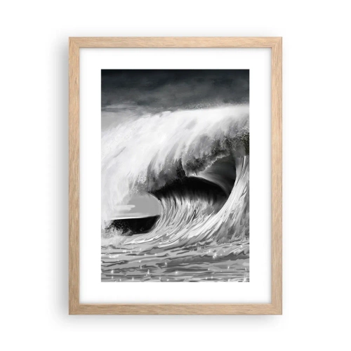 Plakat i ramme af lyst egetræ - Havets vrede - 30x40 cm
