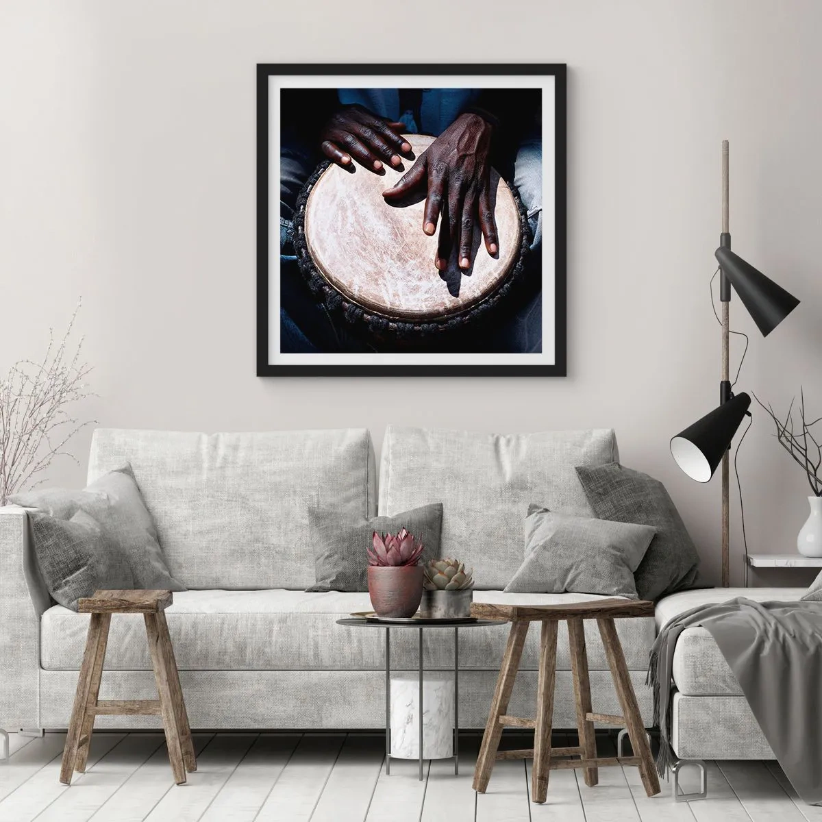 Plakat i sort ramme - Lev i takt med din rytme - 30x30 cm