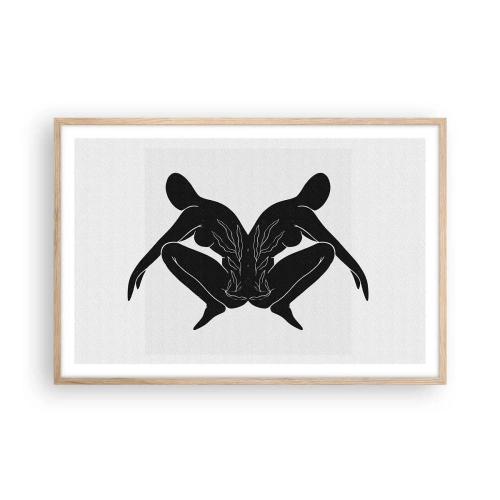 Plakat i ramme af lyst egetræ - En delt sjæl - 91x61 cm