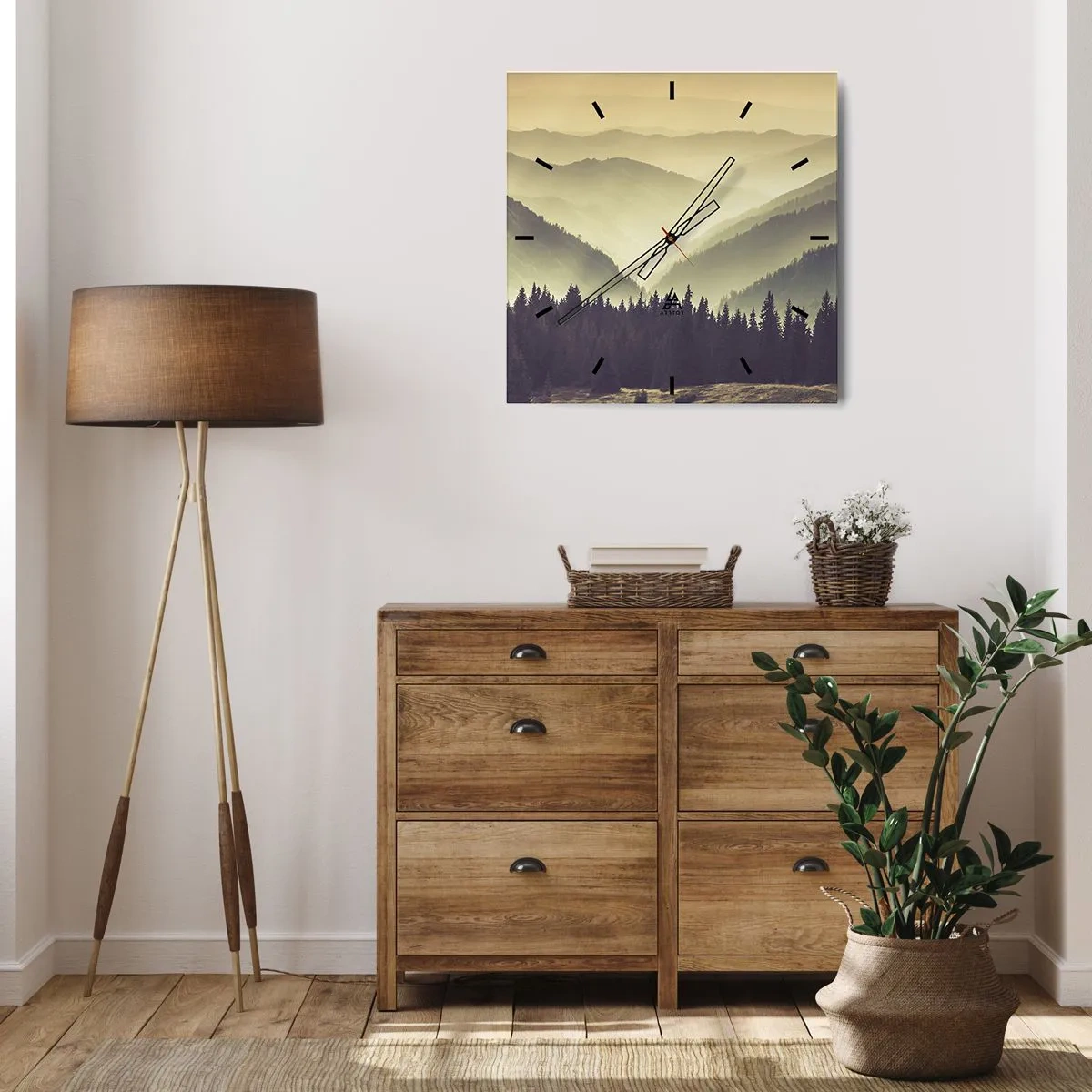 Vægur, Uret - Bag de syv bjerge... - 40x40 cm