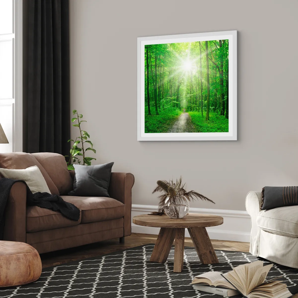Plakat i hvid ramme - Grøn katedral - 40x40 cm