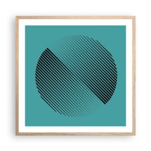 Plakat i ramme af lyst egetræ - Cirklen - en geometrisk variation - 60x60 cm