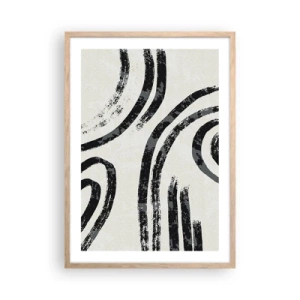 Plakat i ramme af lyst egetræ - Halvt stoppet - 50x70 cm