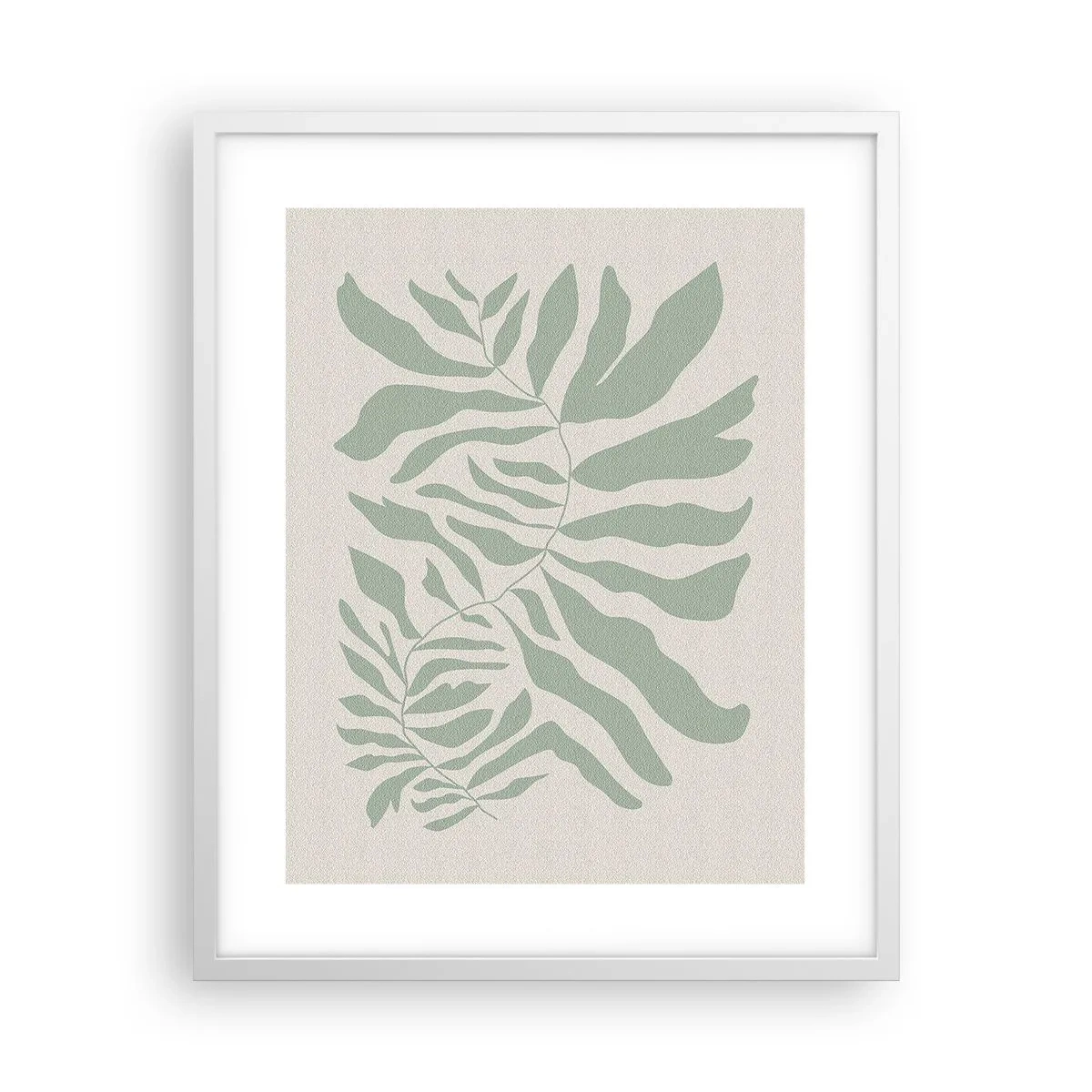 Plakat i hvid ramme - Smaragdgrøn gren - 40x50 cm