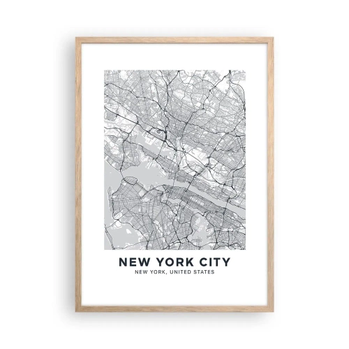Plakat i ramme af lyst egetræ - Anatomi af en storby - 50x70 cm