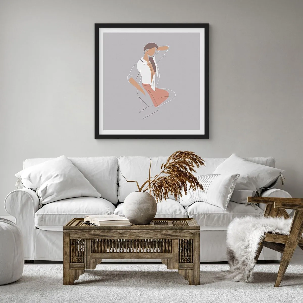 Plakat i sort ramme - Omrids af nåde - 60x60 cm