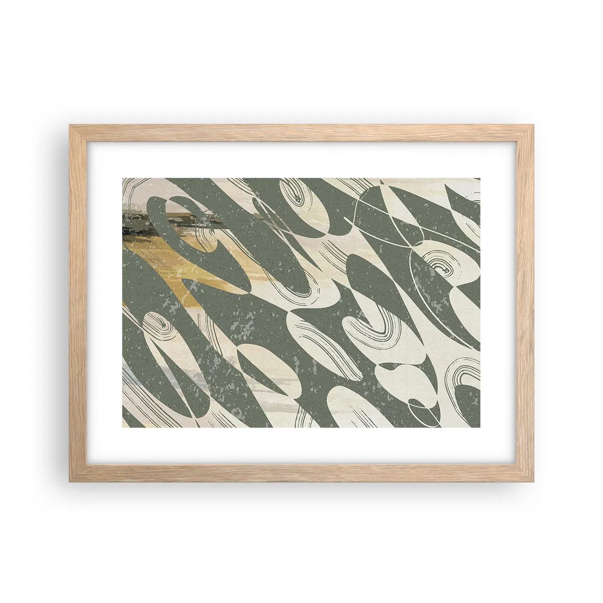 Plakat i ramme af lyst egetræ - Rytmisk abstraktion - 40x30 cm
