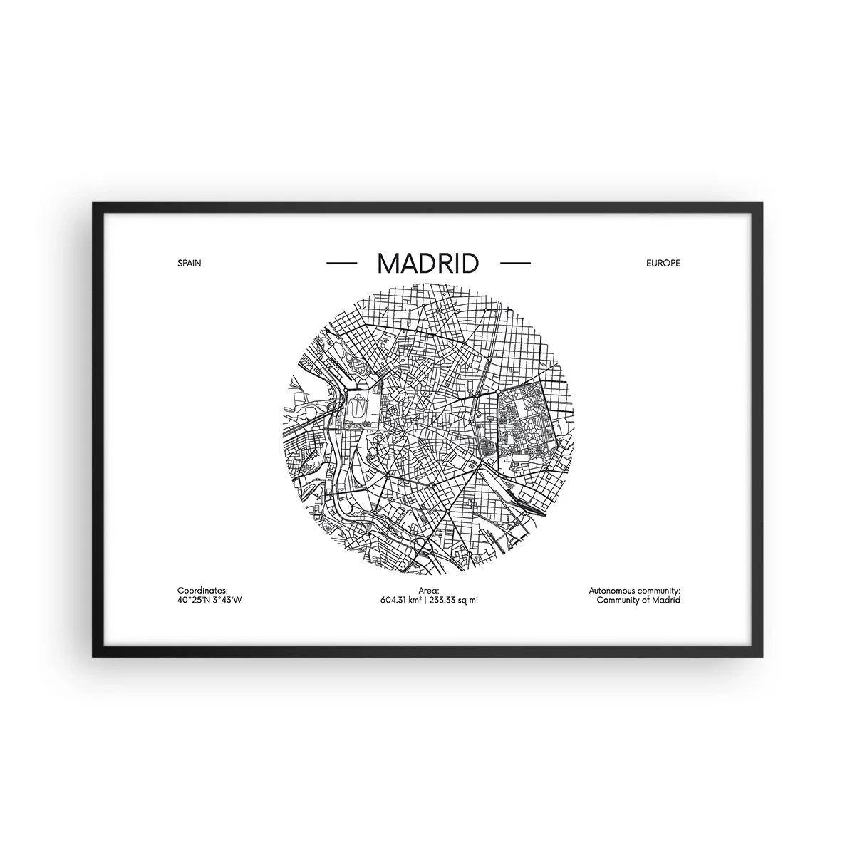 Plakat i sort ramme - Madrids anatomi - 91x61 cm