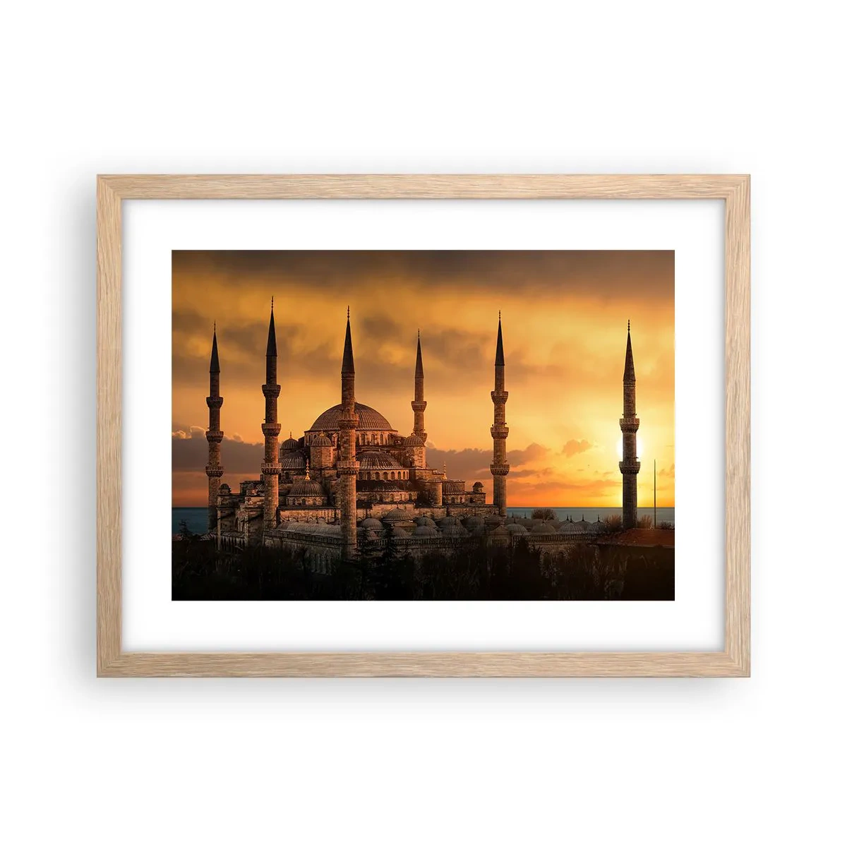 Plakat i ramme af lyst egetræ - Gud er stor - 40x30 cm