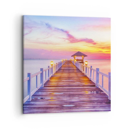 Lærredstryk - Billede på lærred - Lilagylden stilhed om aftenen - 70x70 cm