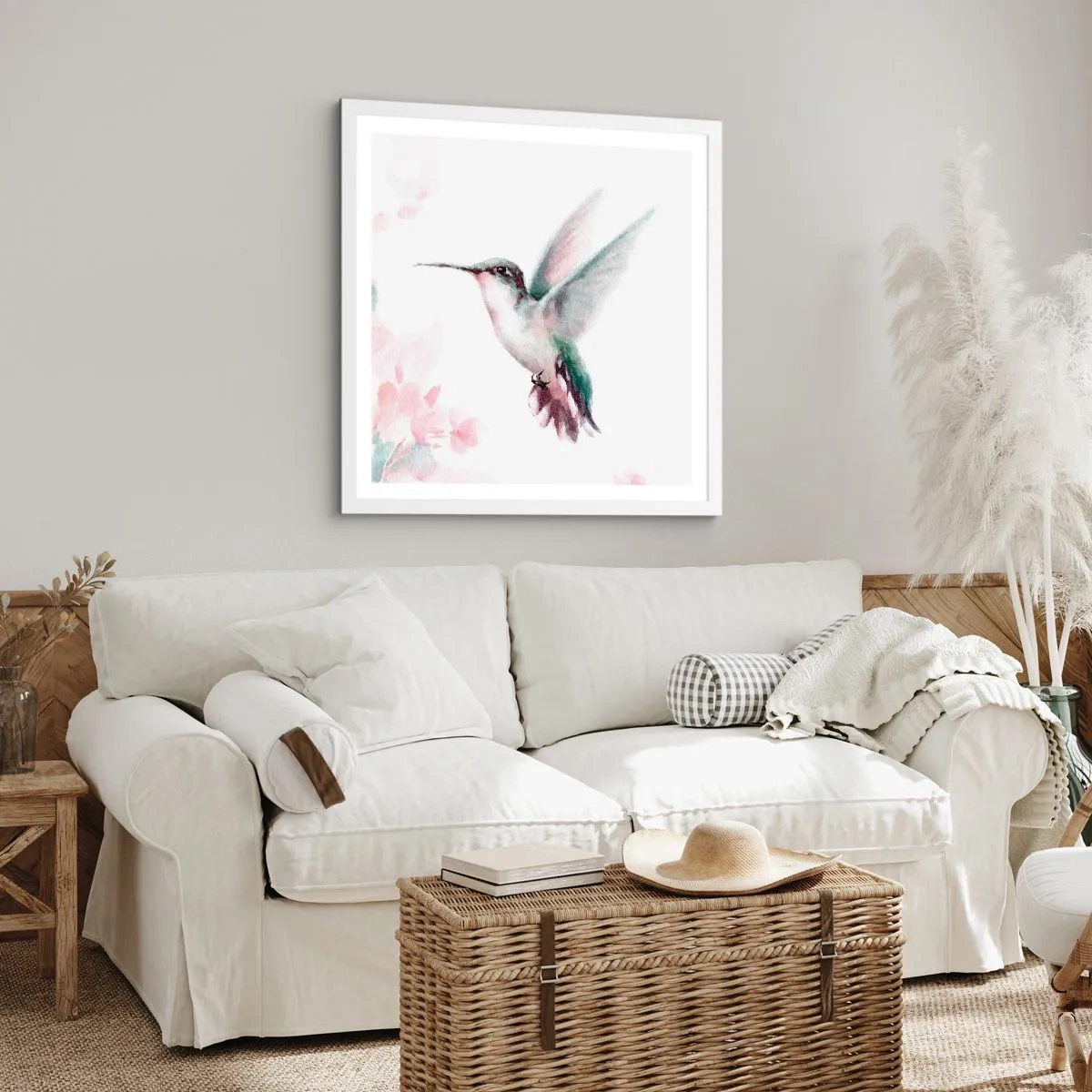 Plakat i hvid ramme - Stoppet i flagren - 50x50 cm