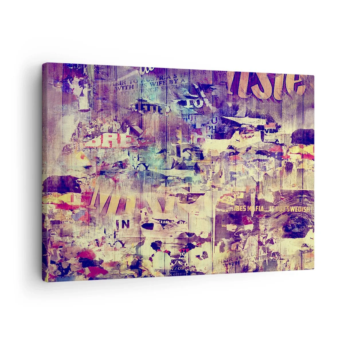 Lærredstryk - Billede på lærred - Farverig abstrakt collage med tekst og grafik - 70x50cm - Og det er alt, hvad der vil være tilbage - Moderne vægdekoration til stue og soveværelse ARTTOR