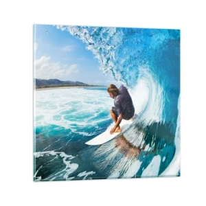 Billede på glas - Danser med bølgerne - 70x70 cm