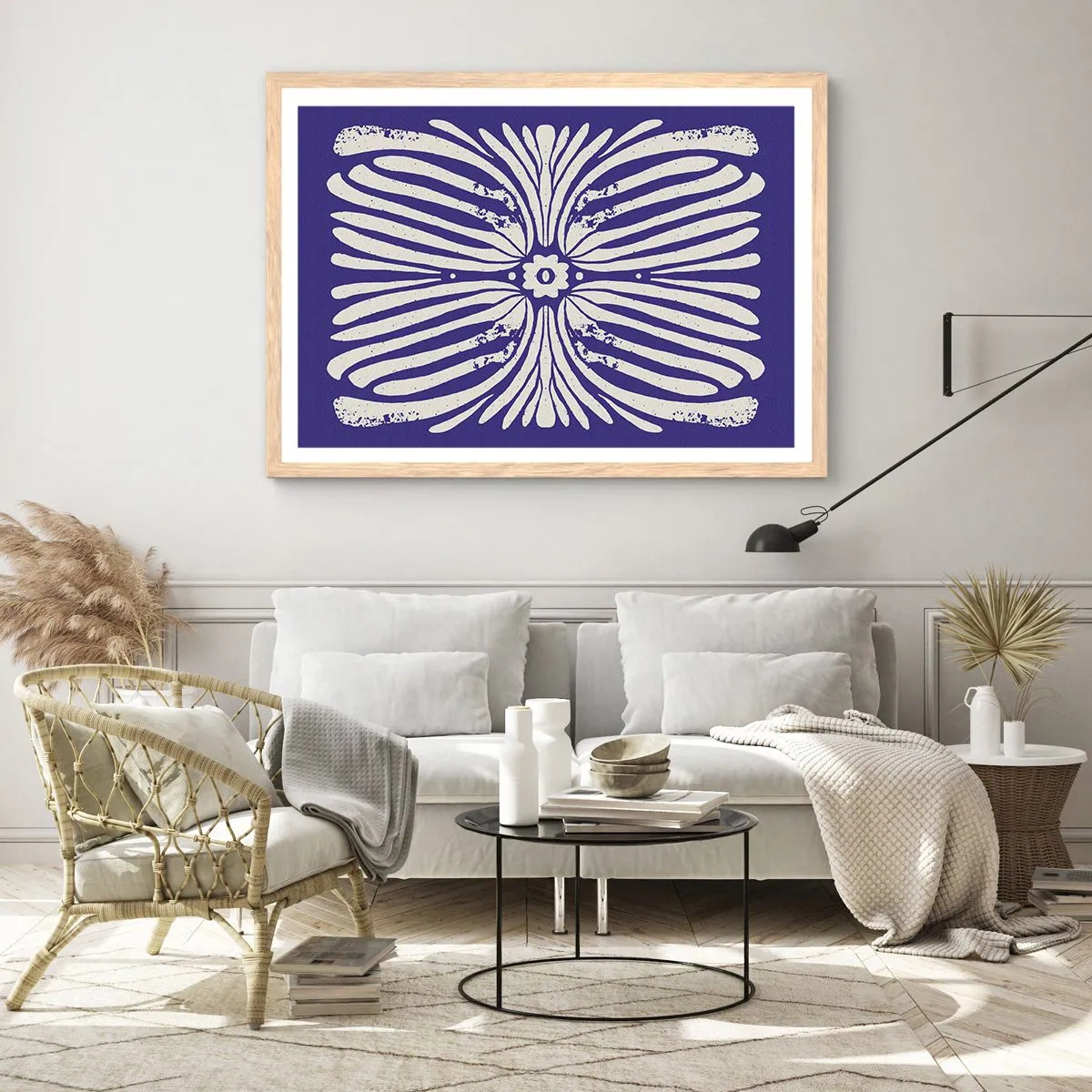 Plakat i ramme af lyst egetræ - Etniske inspirationer - 40x30 cm