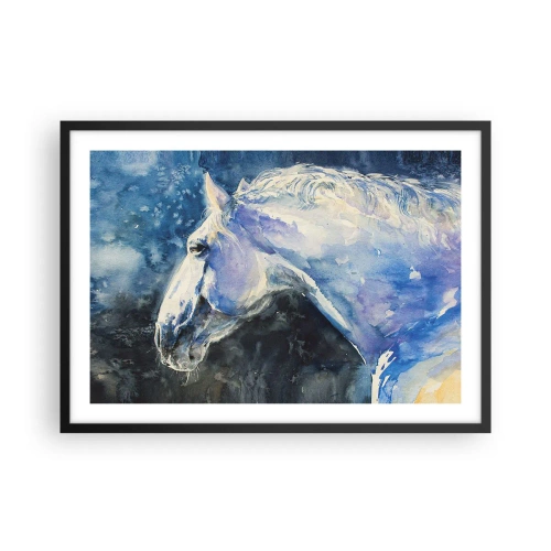 Plakat i sort ramme - Portræt i et blåt skær - 70x50 cm