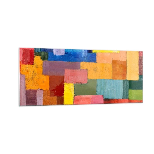 Billede på glas - Hver især forskellige, alle farverige - 100x40 cm