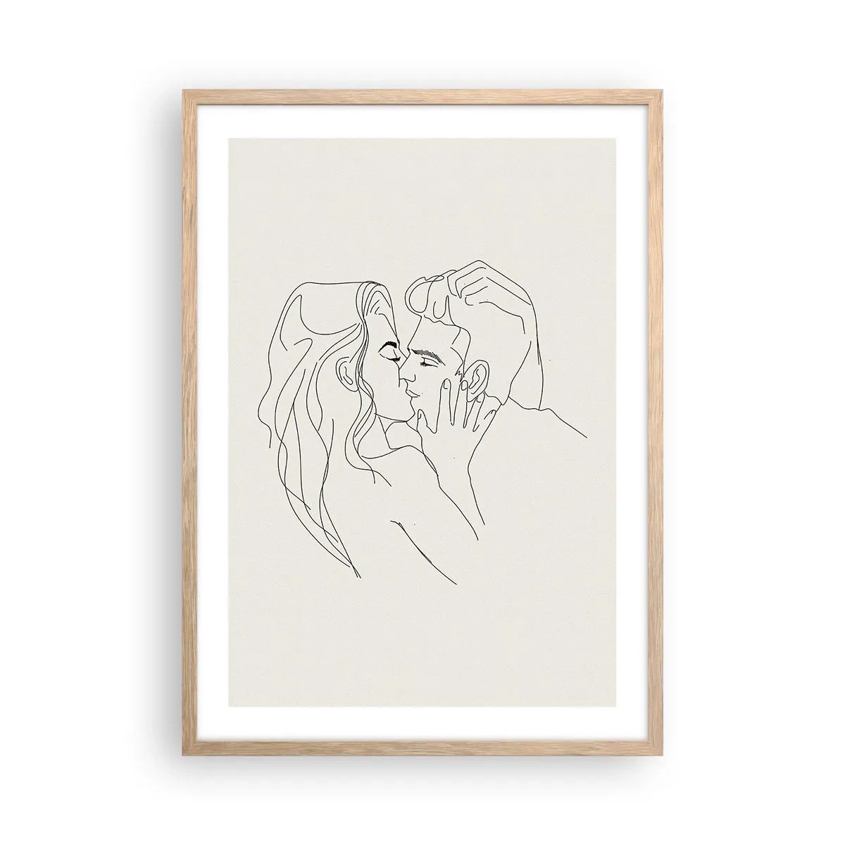 Plakat i ramme af lyst egetræ - Forviklet i følelser - 50x70 cm
