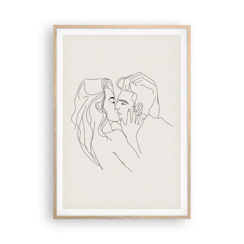 Plakat i ramme af lyst egetræ - Forviklet i følelser - 70x100 cm