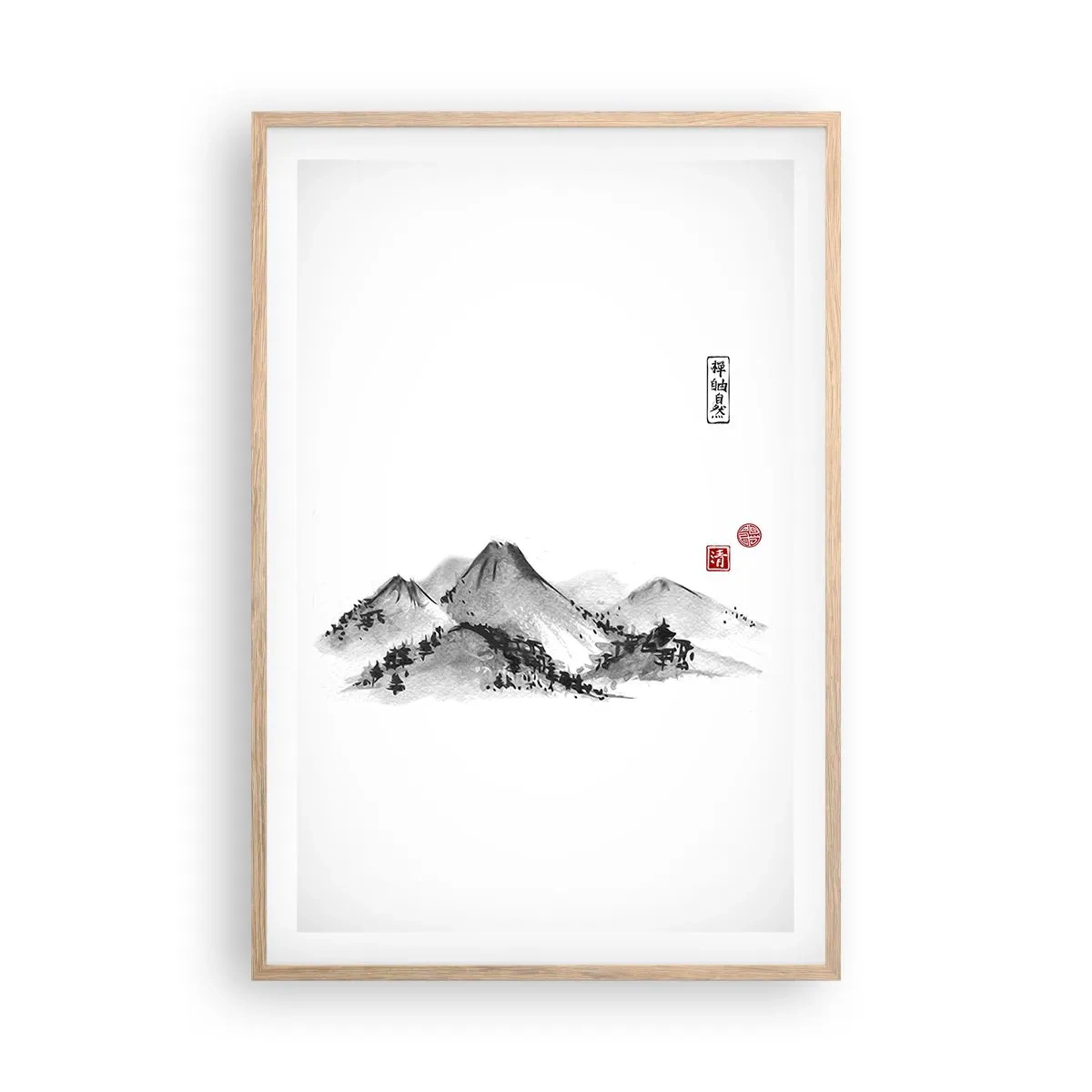 Plakat i ramme af lyst egetræ - Langt væk - 61x91 cm