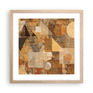 Plakat i ramme af lyst egetræ - Kubistisk bronzeundersøgelse - 40x40 cm
