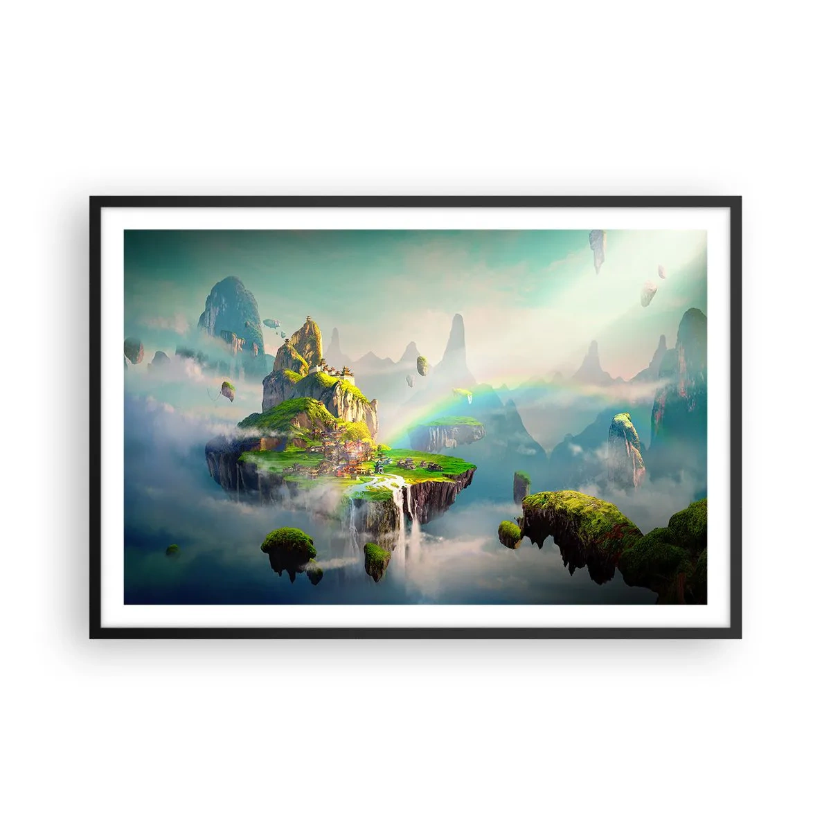 Plakat i sort ramme - Midden - lykkelige øer - 91x61 cm