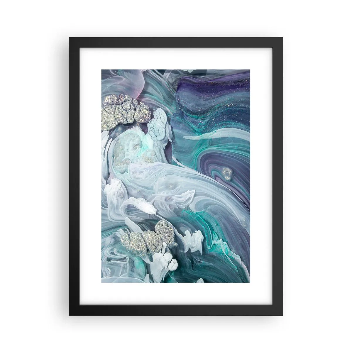 Plakat i sort ramme - Strømme af blå - 30x40 cm