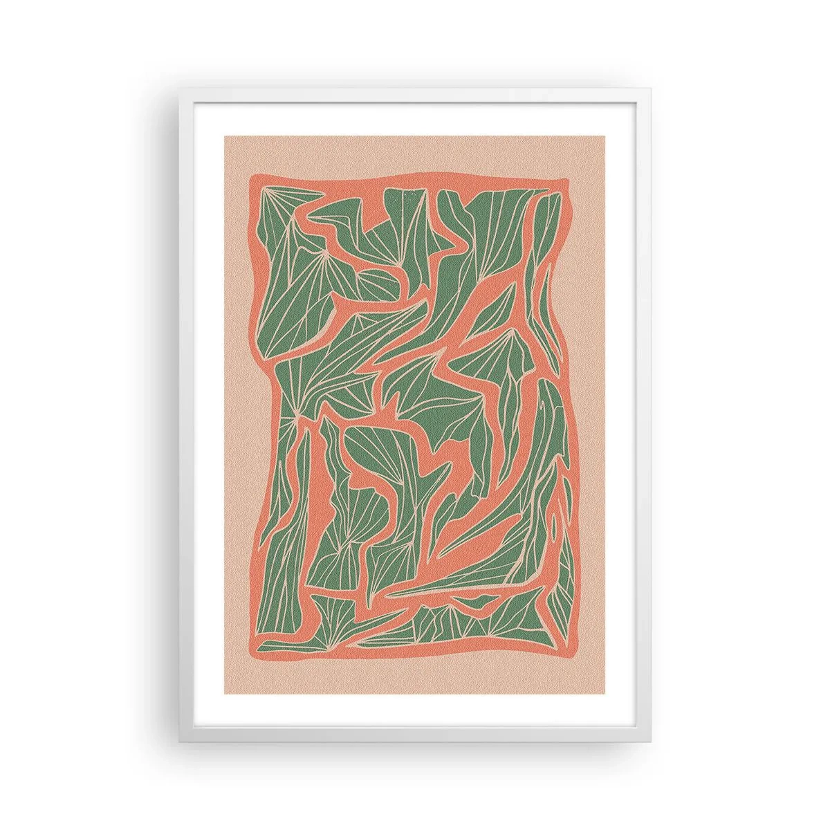 Plakat i hvid ramme - En kamp mellem koral og grøn - 50x70 cm