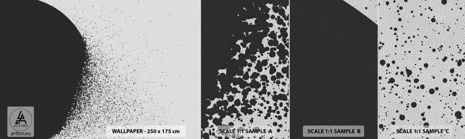 Prøve Fototapet Premium Sand - Partikelbevægelse - Abstraktion, Sort og hvid, Grafik - 100x30 cm