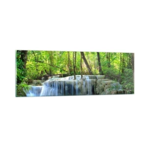 Billede på glas - Drukner i turkis og grønt - 90x30 cm