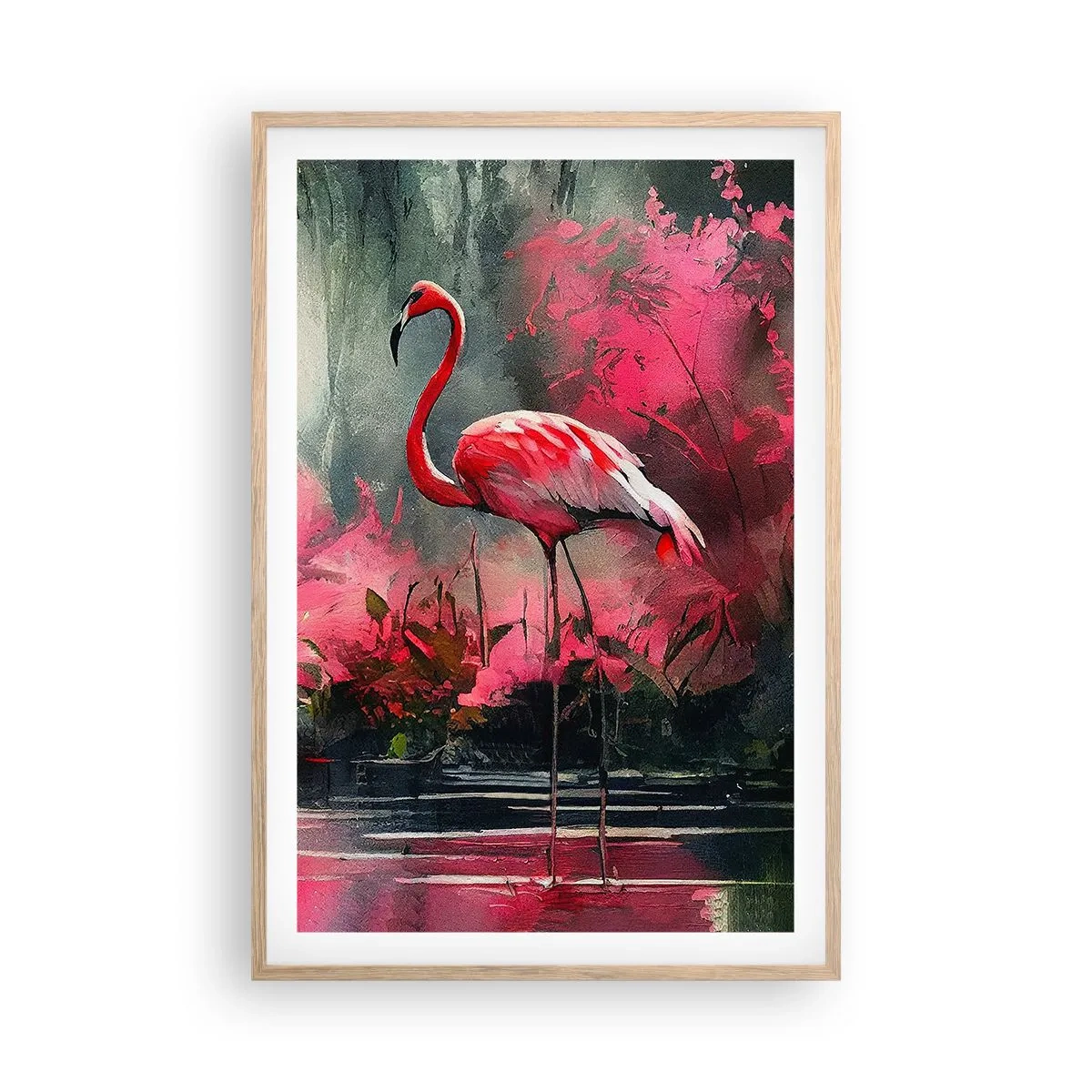 Plakat i ramme af lyst egetræ - En lektion i naturlig charme - 61x91 cm