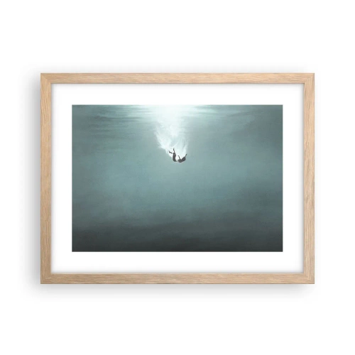 Plakat i ramme af lyst egetræ - I havets favntag - 40x30 cm