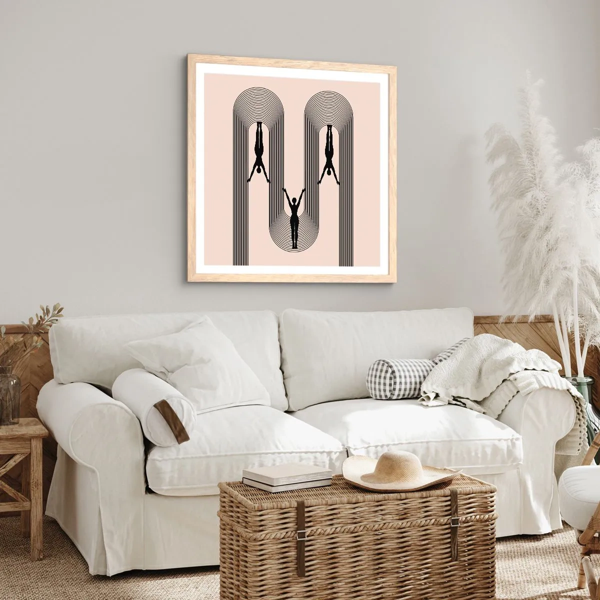 Plakat i ramme af lyst egetræ - På hovedet nedad - 30x30 cm