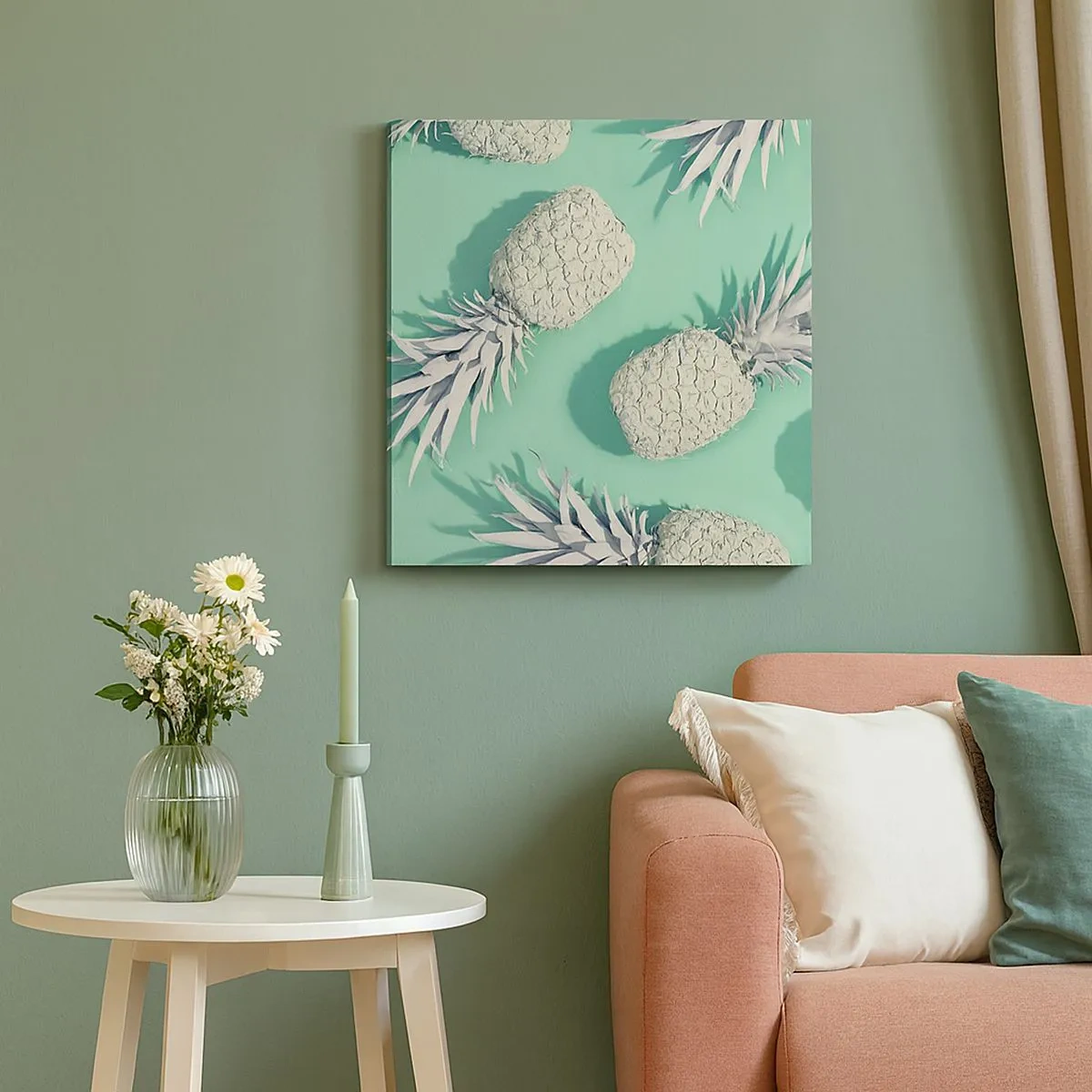 Lærredstryk - Billede på lærred - passer godt sammen med mynte - 30x30 cm