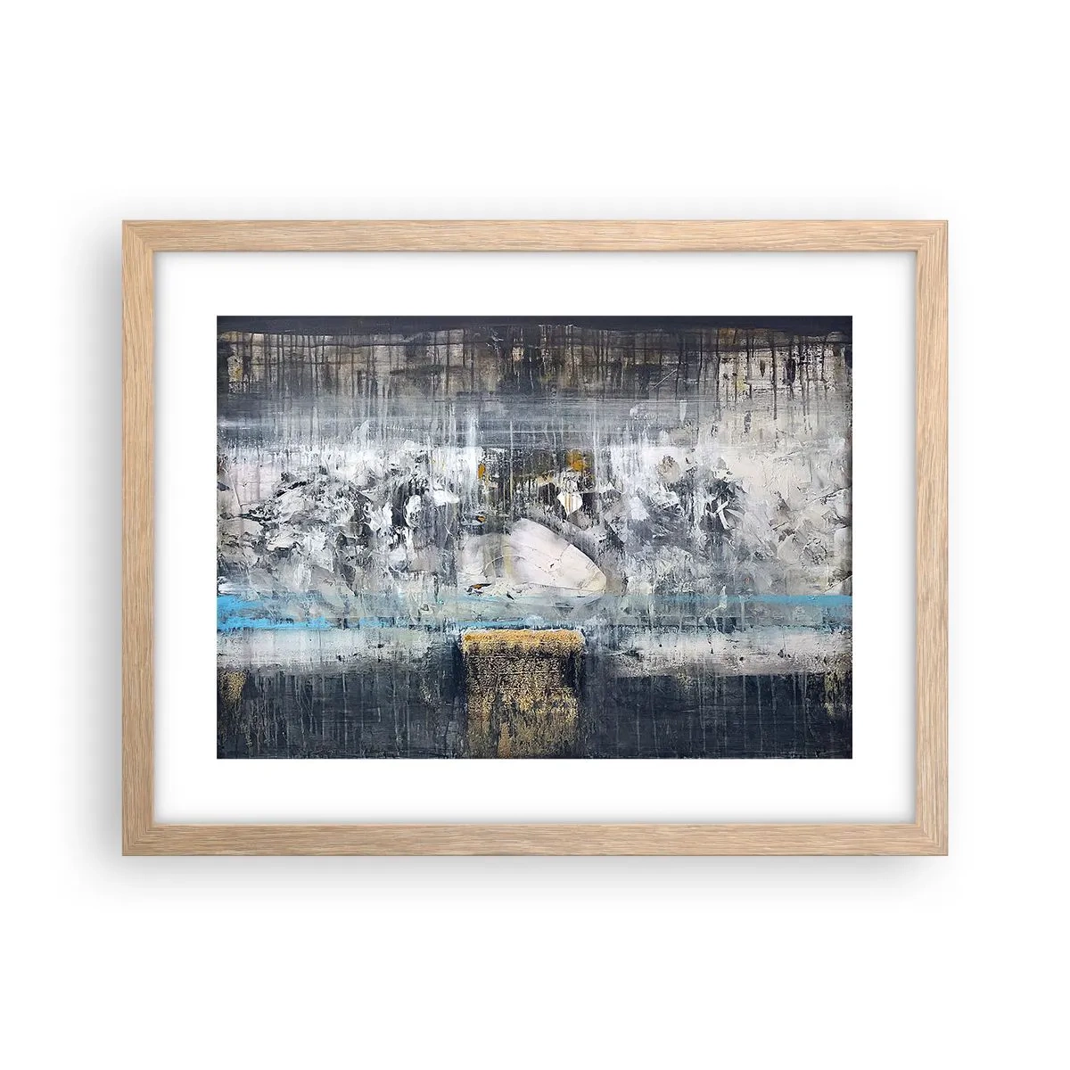 Plakat i ramme af lyst egetræ - Som på is, som på fortovet - 40x30 cm