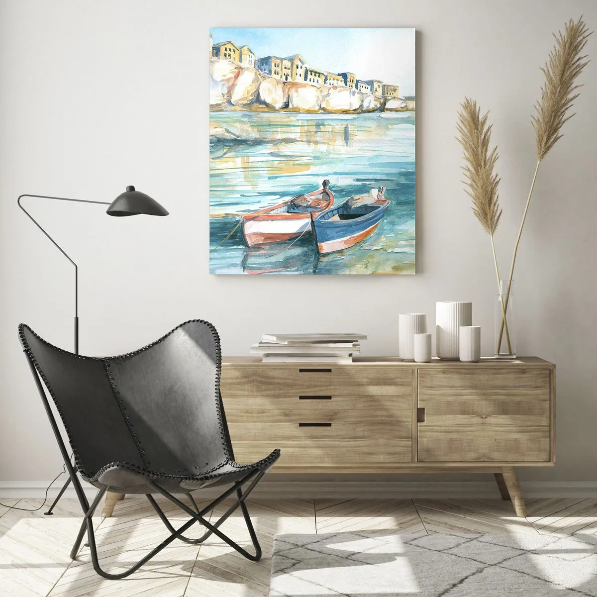 Billede på glas - Landskab i azurblå - 50x70 cm