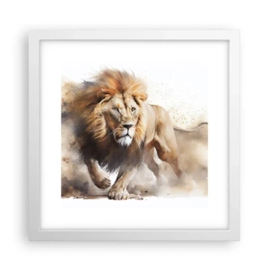 Plakat i hvid ramme - Kongen er taget af sted - 30x30 cm