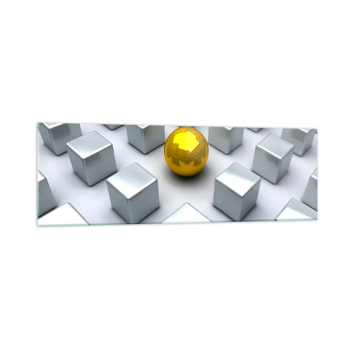 Billede på glas - Hvorfor mig? Geometrisk sammensætning - 160x50 cm