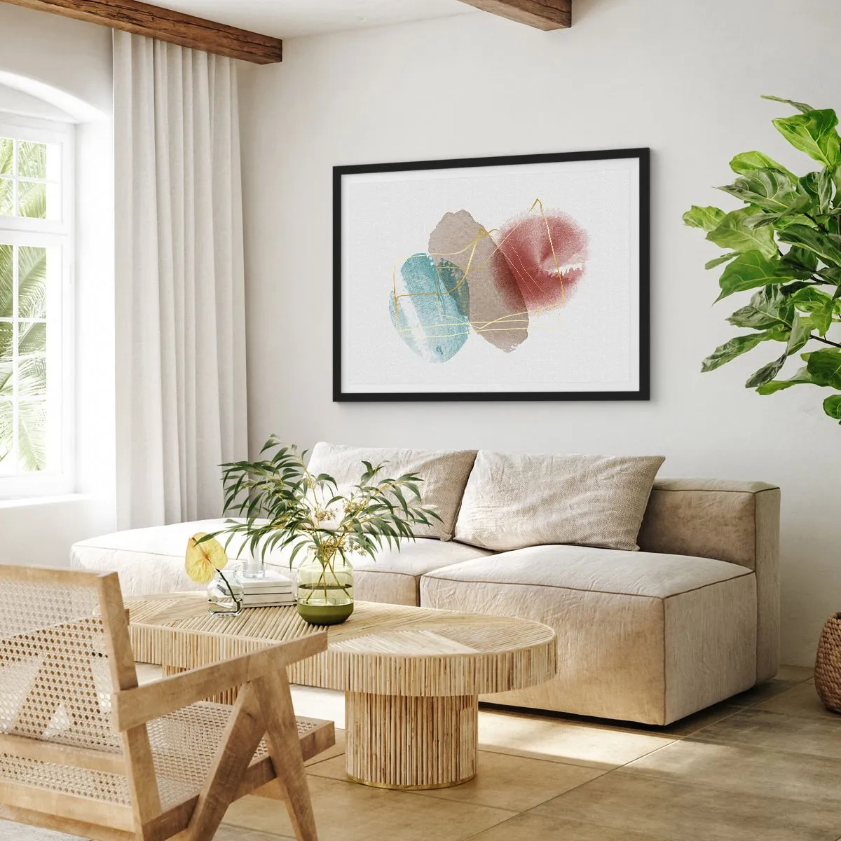 Plakat i sort ramme - Rummets perler - 100x70 cm