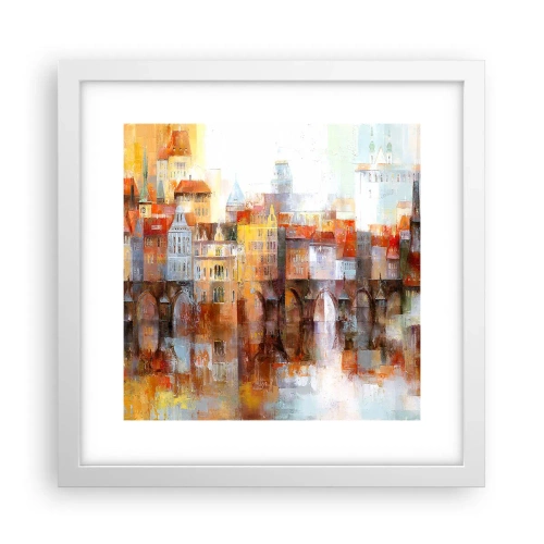 Plakat i hvid ramme - Under broen også smuk - 30x30 cm