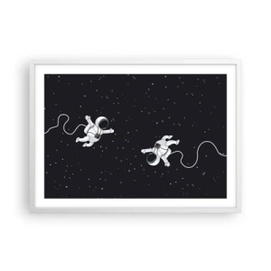 Plakat i hvid ramme - Rummet vikler sig sammen - 70x50 cm